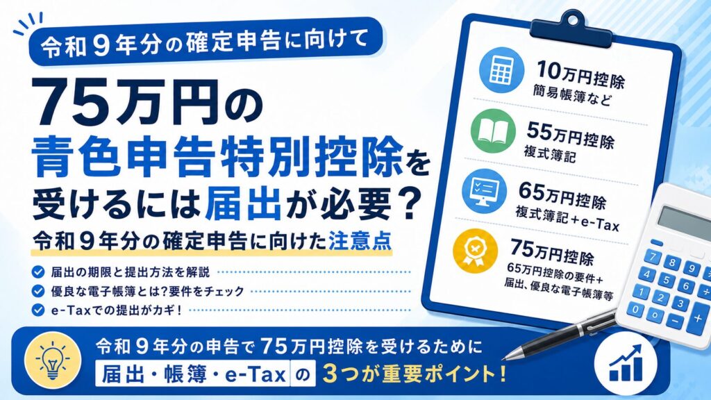 75万円の青色申告特別控除を受けるには届出が必要?令和9年分の確定申告に向けた注意点