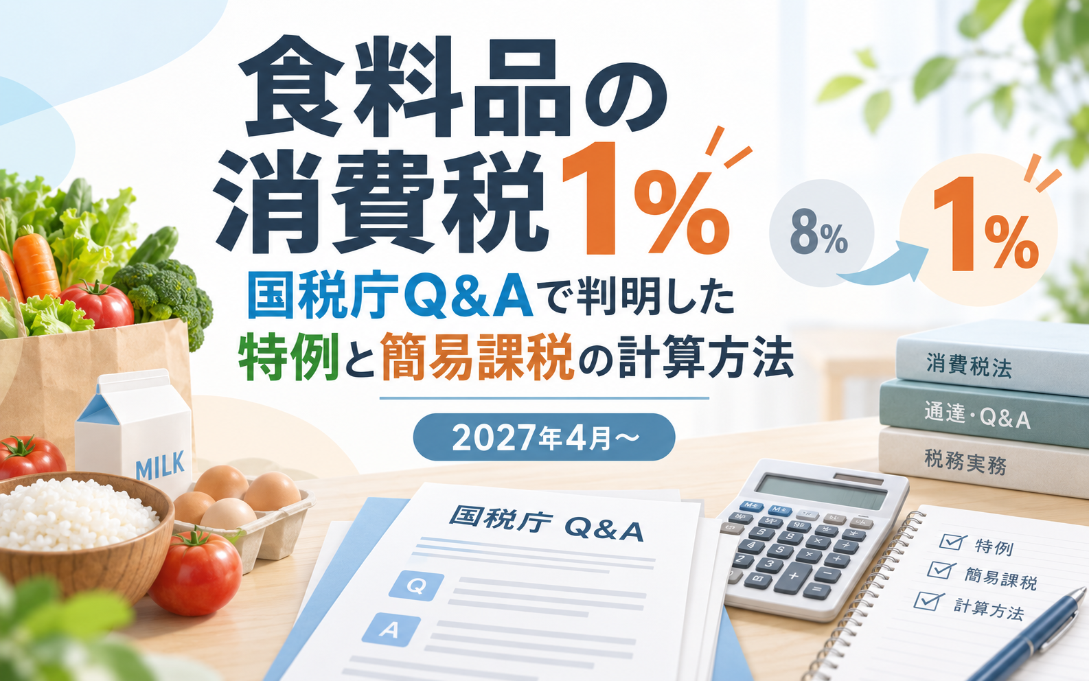食料品の消費税1％｜国税庁Q&Aで判明した特例と簡易課税の計算方法【2027年4月〜】