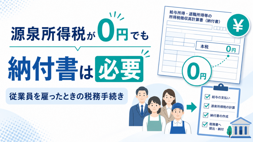 源泉所得税が0円でも納付書は必要｜従業員を雇ったときの税務手続き